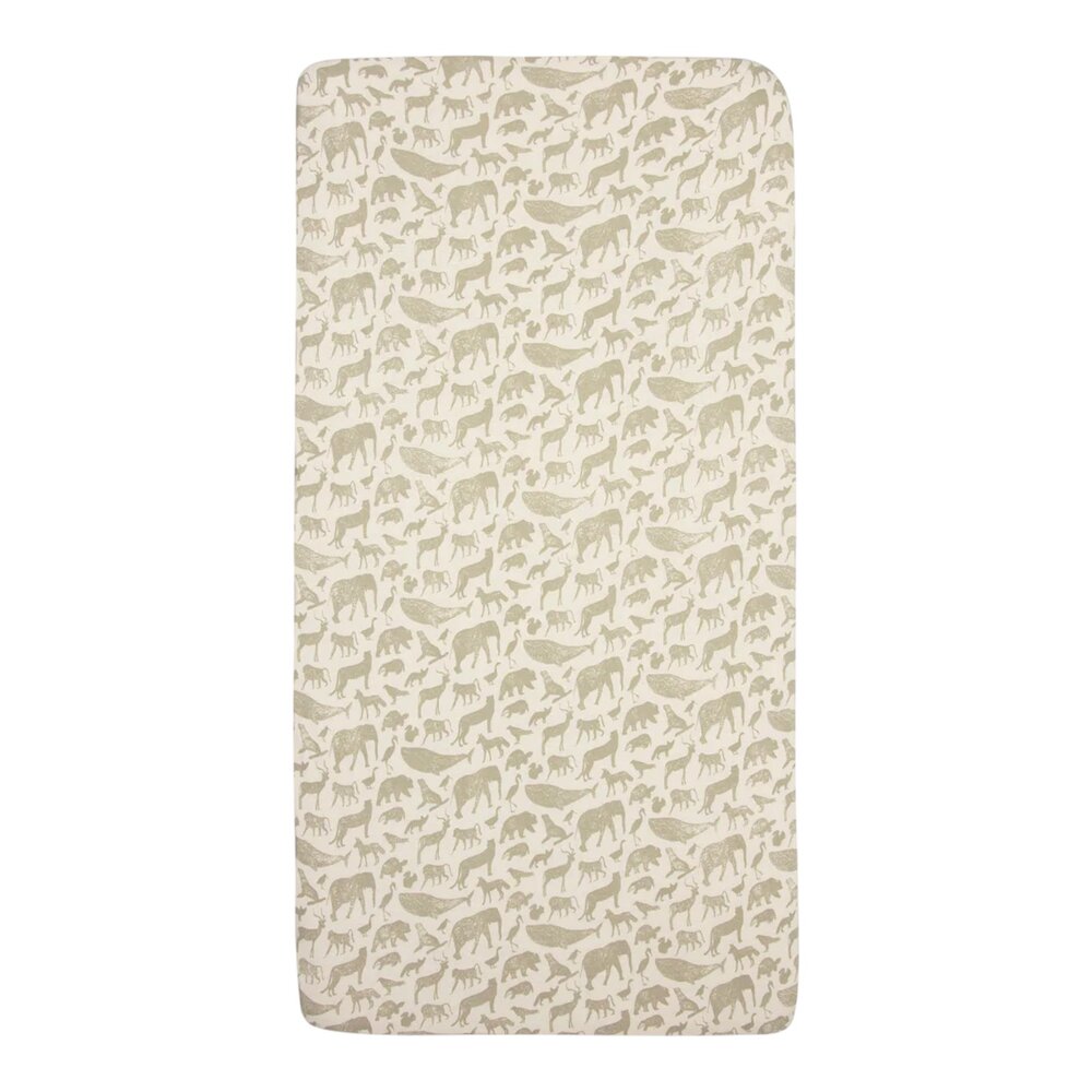 Hoeslaken Jersey 60x120cm Animals Olive green Hoeslaken Jersey 60x120cm Animals Olive green