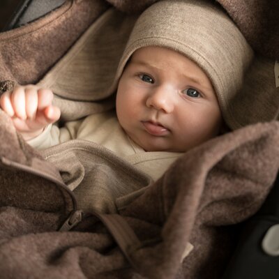 Voetenzak autostoel 0+ Merino Brushed Meadow Taupe