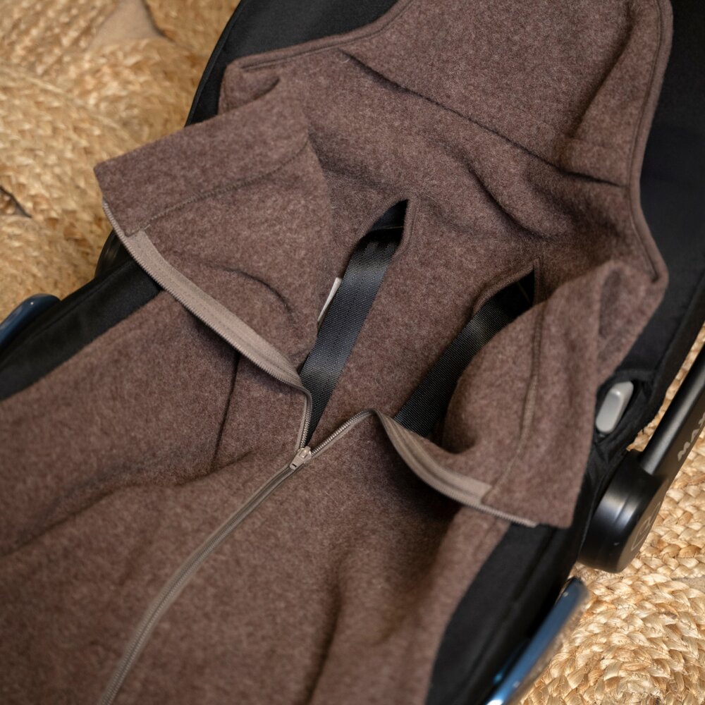 Voetenzak autostoel 0+ Merino Brushed Meadow Taupe