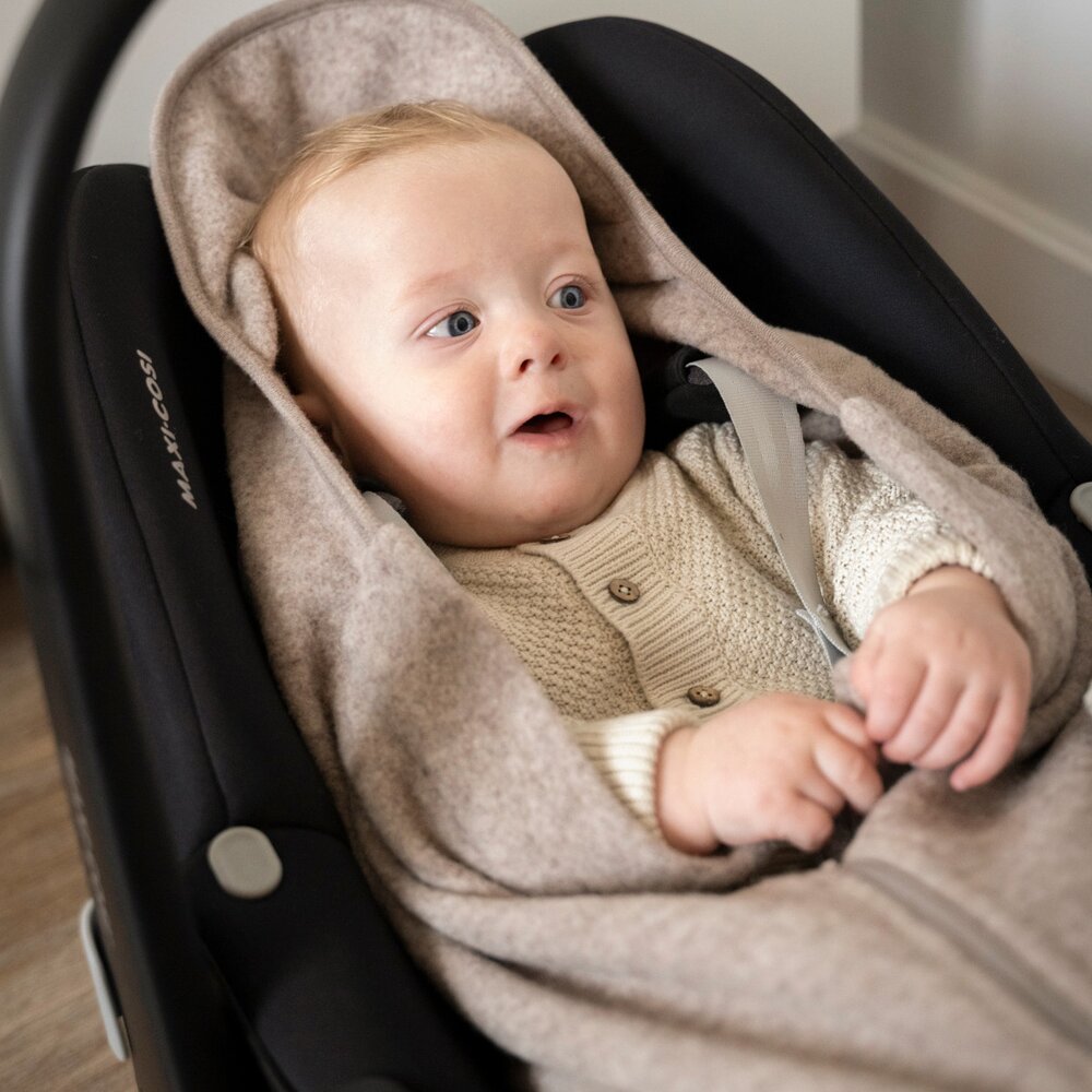 Voetenzak autostoel 0+ Merino Brushed Meadow Sand