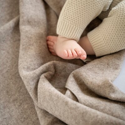 Ledikantdeken Merino Brushed Meadow Sand