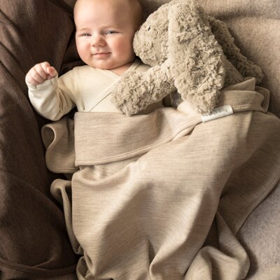 Ledikantdeken Merino Fine Meadow Sand