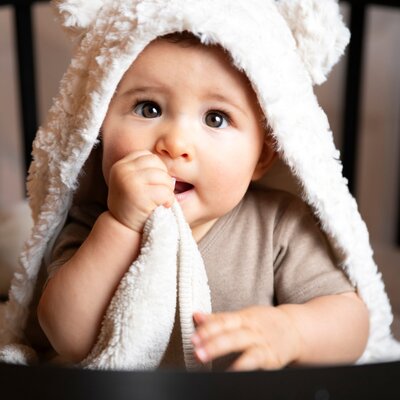 Wikkeldeken met oortjes Snow wolwit wolwit