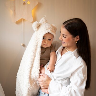 Wikkeldeken met oortjes Snow wolwit wolwit