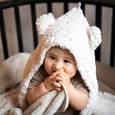 Wikkeldeken met oortjes Snow wolwit wolwit