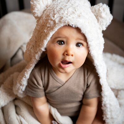 Wikkeldeken met oortjes Snow wolwit wolwit