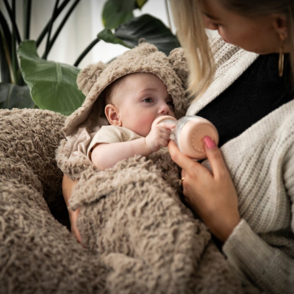 Wikkeldeken met oortjes Snow taupe taupe