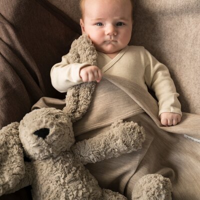 Bibi het knuffelkonijn met slaaptrainer Taupe