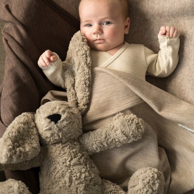 Bibi het knuffelkonijn met slaaptrainer Taupe