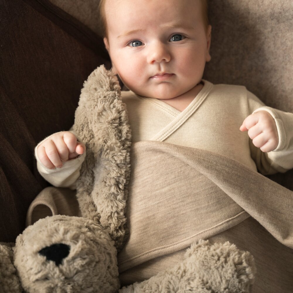 Bibi het knuffelkonijn met slaaptrainer Taupe