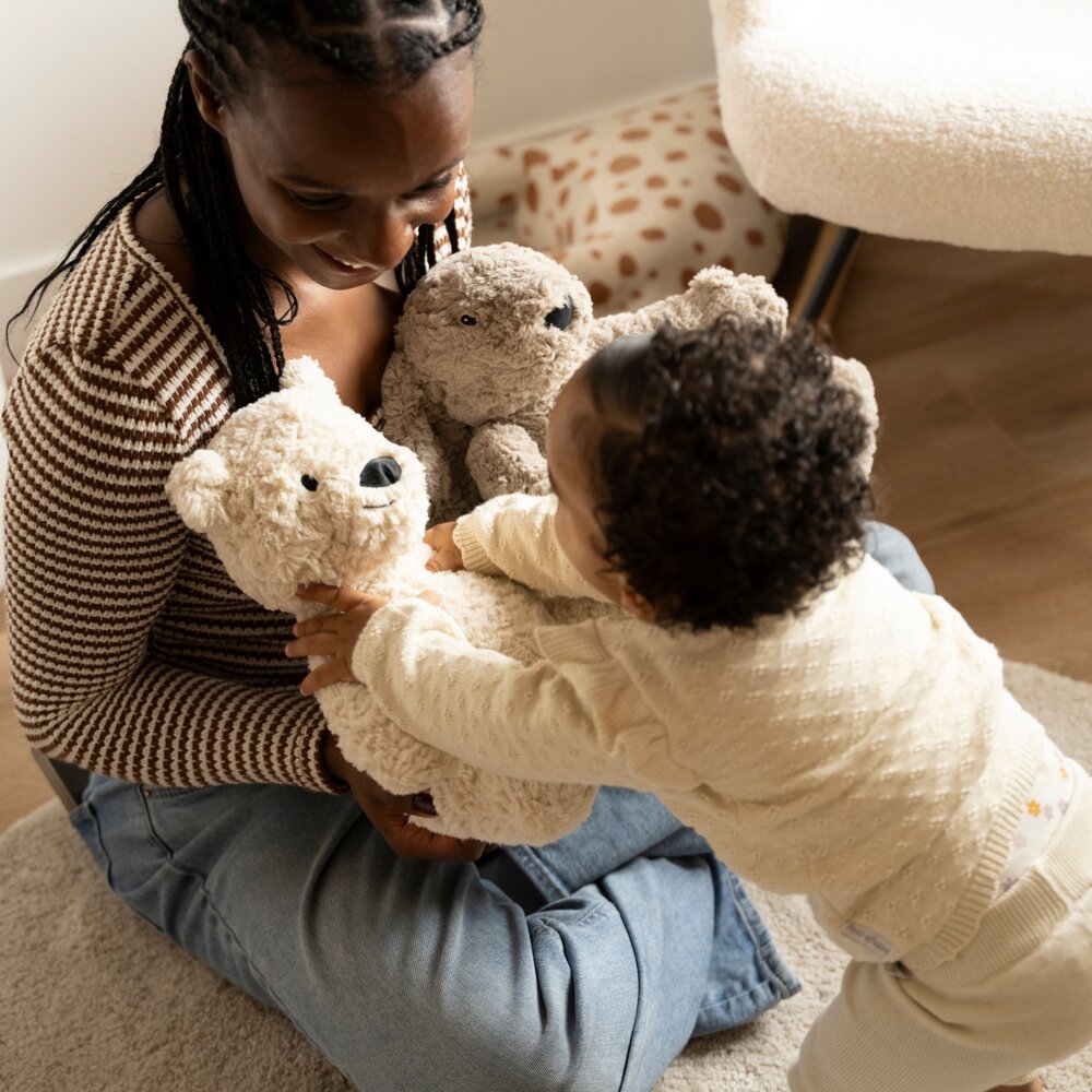 Bibi het knuffelkonijn met slaaptrainer Taupe