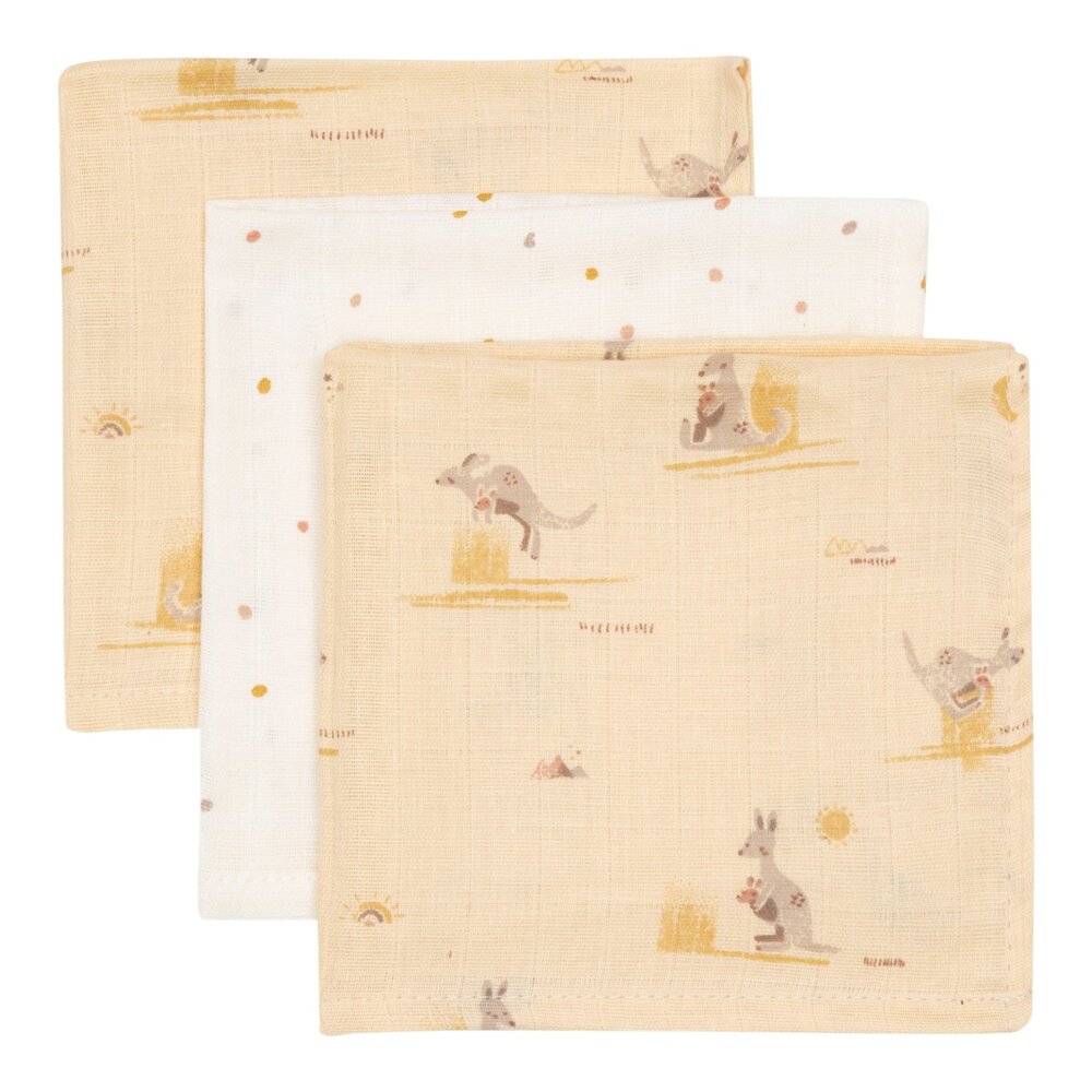 Hydrofiel Monddoekje 31x31cm - Kangaroots - 3 Stuks