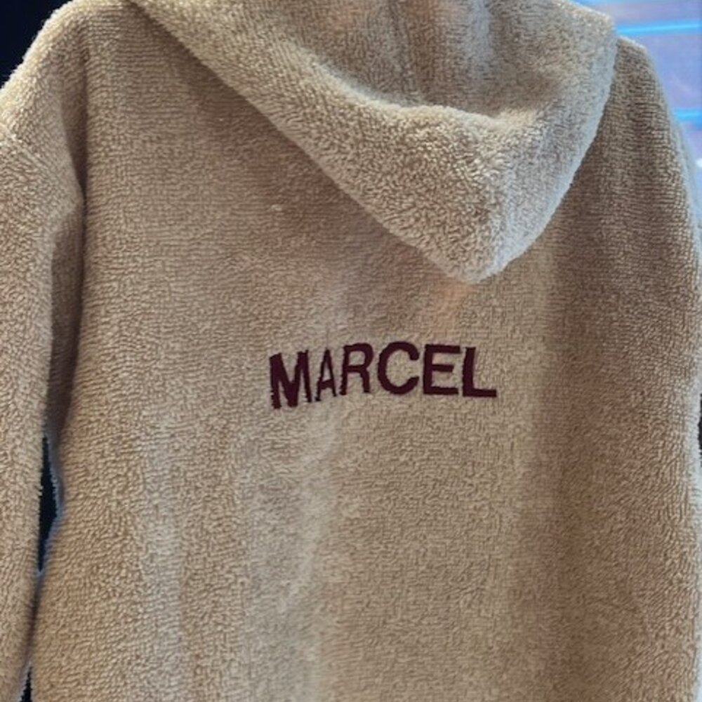 Badjas met naamborduring Cream