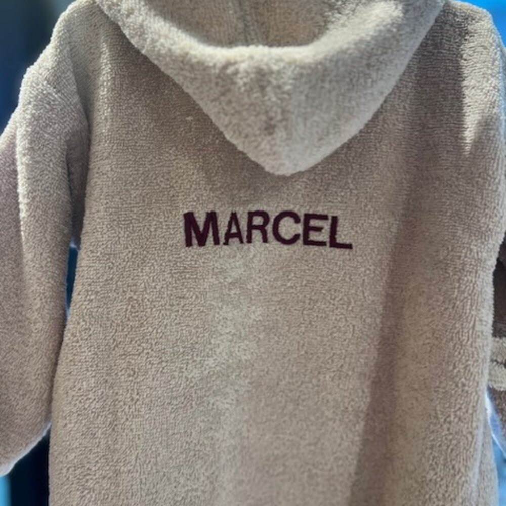 Badjas met naamborduring Sandstone beige