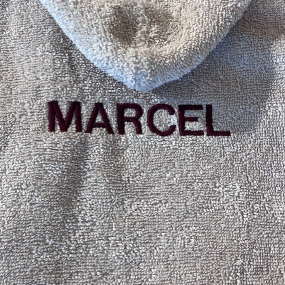 Badjas met naamborduring Sandstone beige