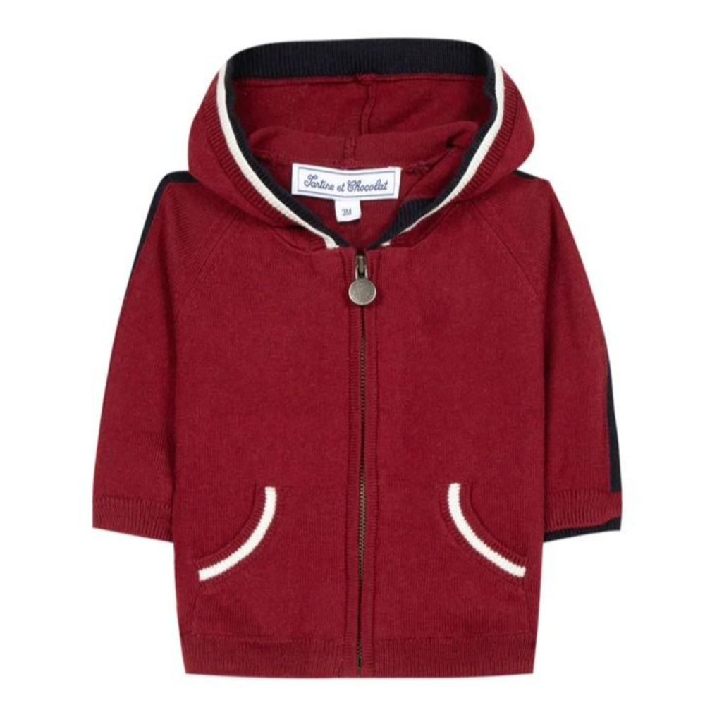 Vestje met kap Bordeaux