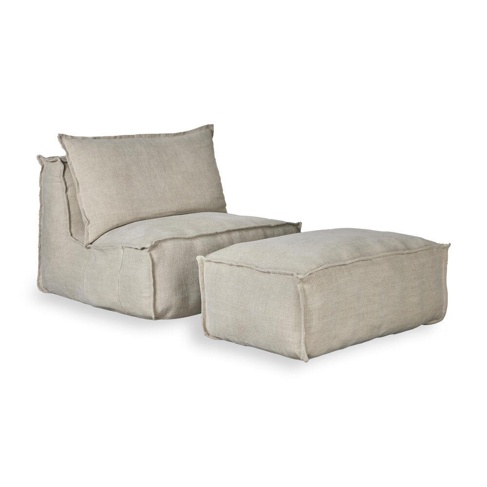 Linen ottoman Beige