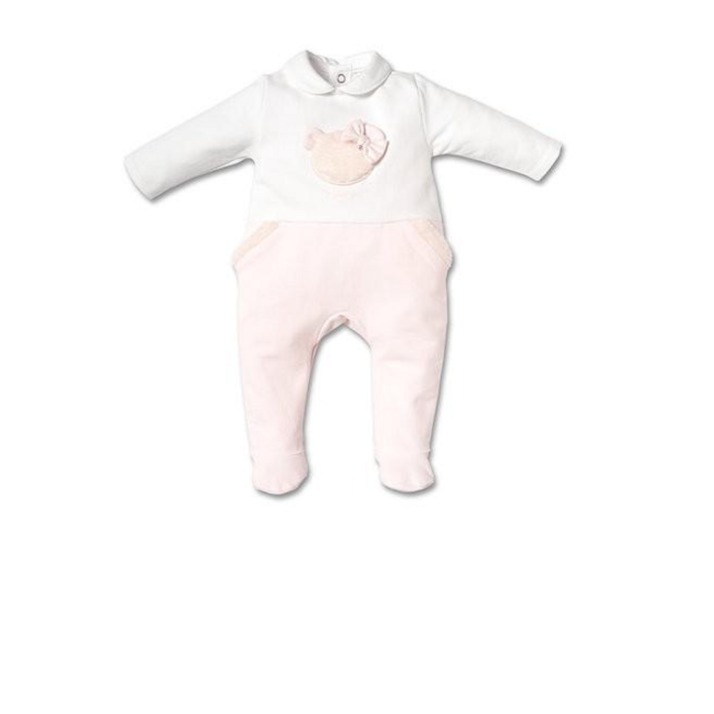 Babypakje teddy vooraan in bont White/ blush pink