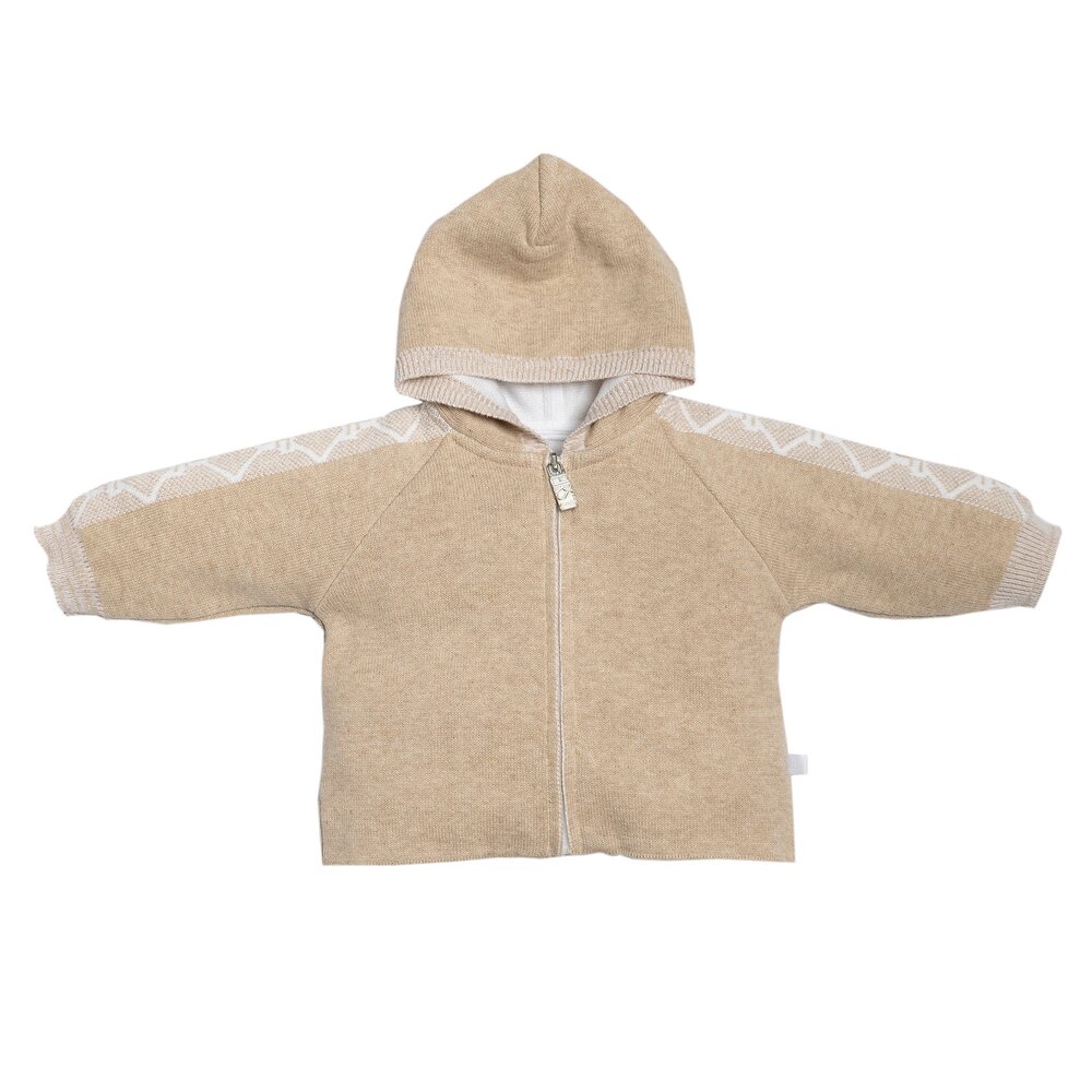 Gebreid jasje met kap FIRST®SIGNATURE Beige