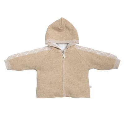Gebreid jasje met kap FIRST®SIGNATURE Beige