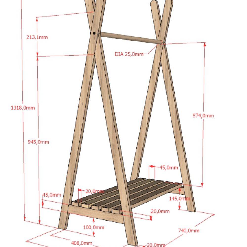 Nature kledingrek eik Nature kledingrek eik