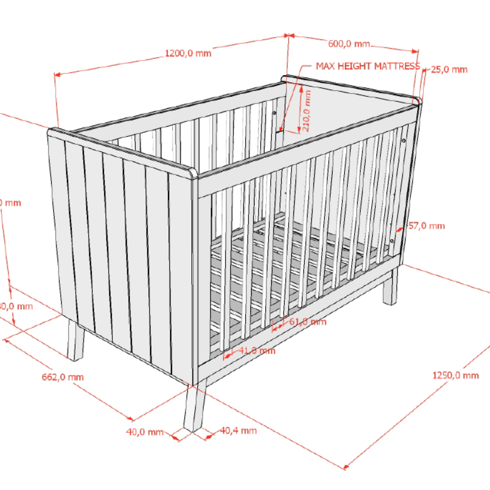 Sezane babybed 60 x 120 cm Clay/walnut