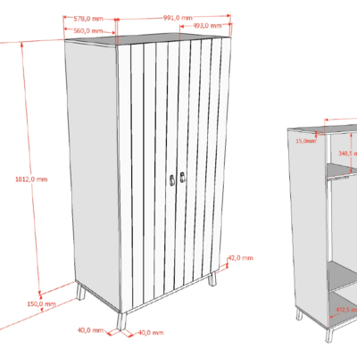 Sezane 2 deurs kleerkast Clay/walnut