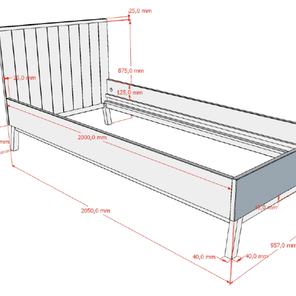 Sezane bed 90 x 200 cm Clay/walnut