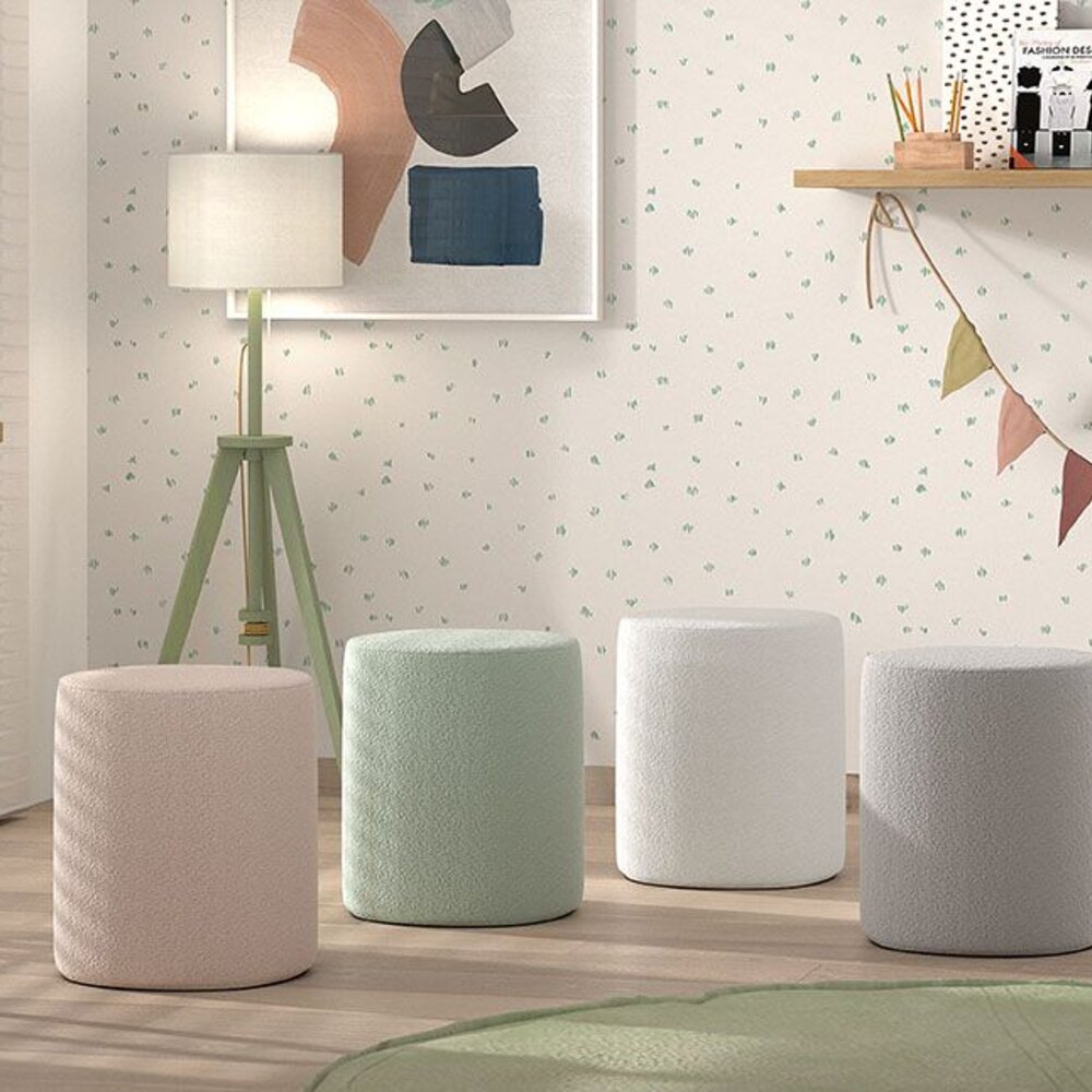 Moon poef bouclé Roze