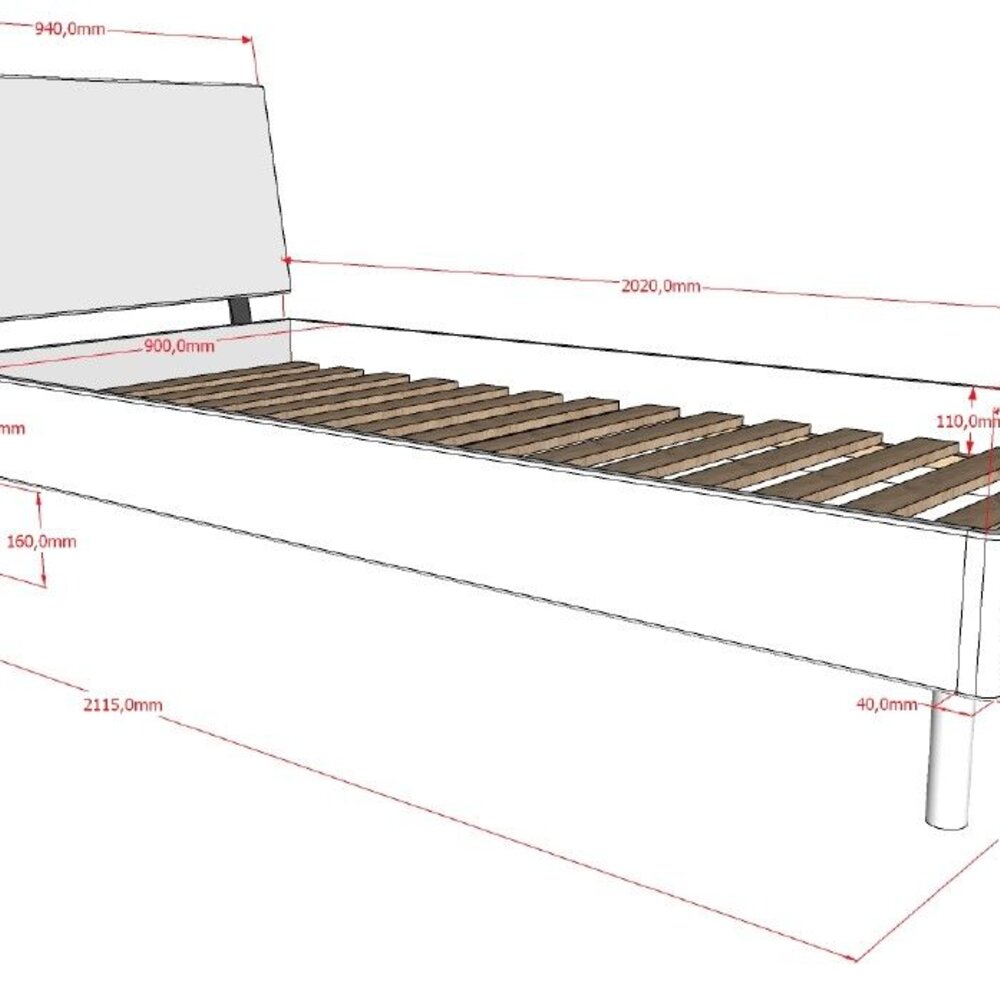 Forrest bed 90 x 200 cm Eik Forrest bed 90 x 200 cm Eik