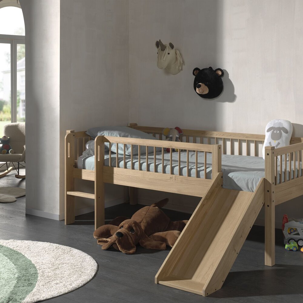 Forrest halfhoogslaper met glijbaan 90 x 200 cm eik