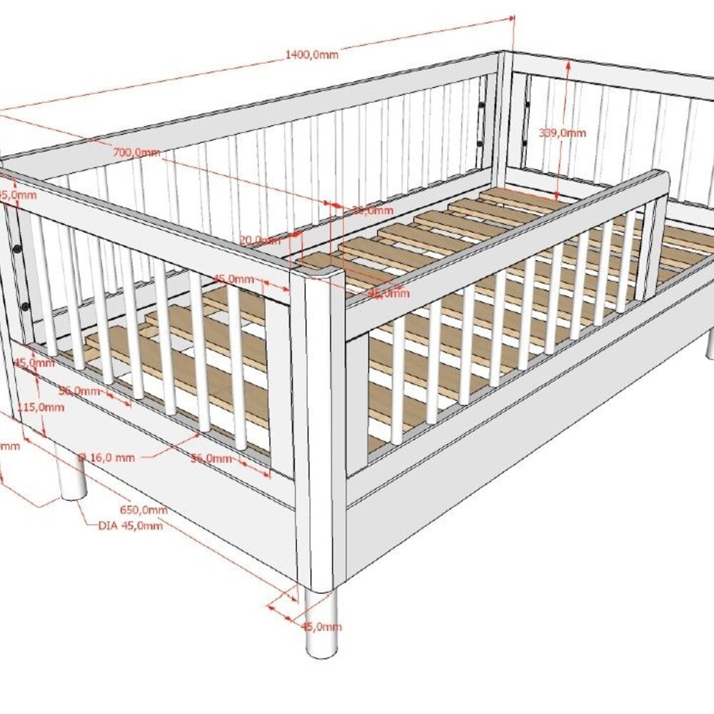 Forrest peuterbed 70 x 140 cm Wit