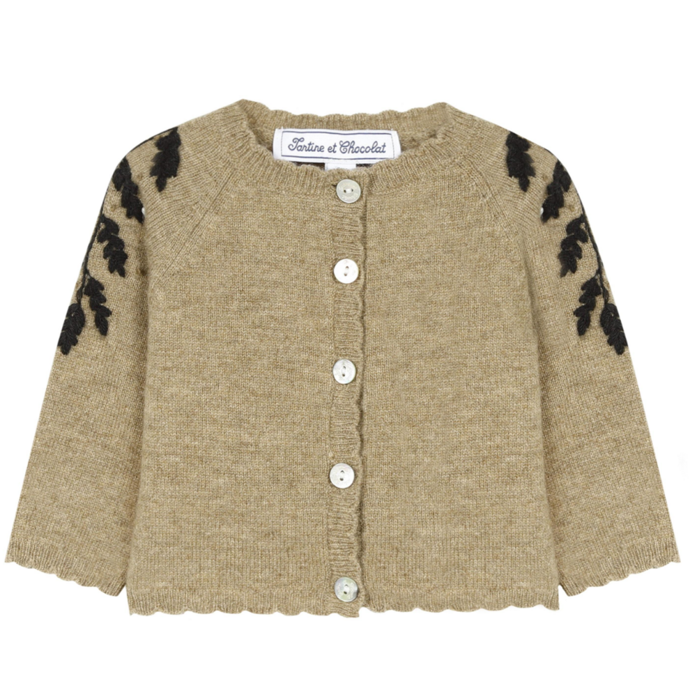 Vestje camel met borduring Camel