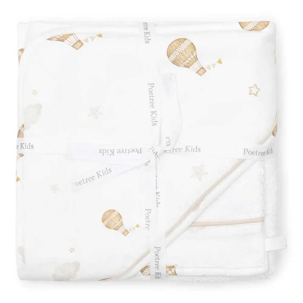 Badcape & washandje Luchtballon Little Voyager