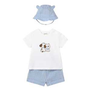 Set t-shirt, shortje en hoedje Sky