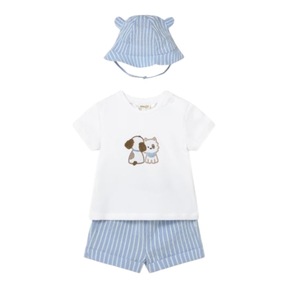 Set t-shirt, shortje en hoedje Sky