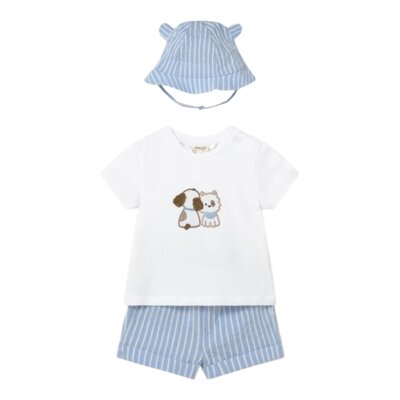 Set t-shirt, shortje en hoedje Sky