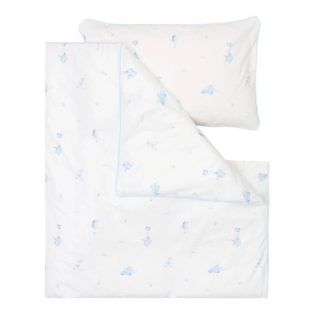 Geprinte Poplin Baby Dekbedovertrek & kussensloop (100x135) Blue dreams