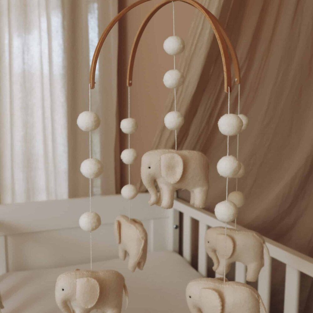 Babymobiel - handgemaakt Olitfanten Babymobiel - handgemaakt Olitfanten