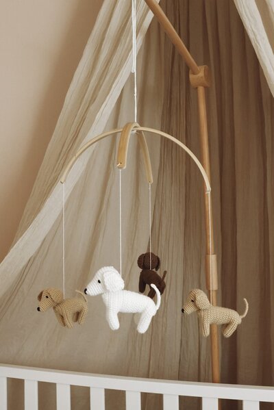 Babymobiel - handgemaakt gehaakte Hondjes