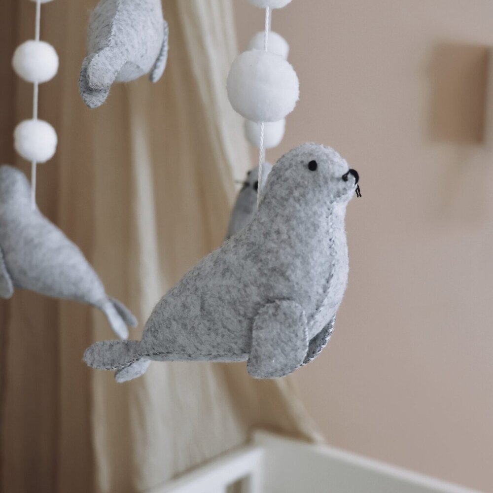 Babymobiel - handgemaakt Zeehondjes Babymobiel - handgemaakt Zeehondjes