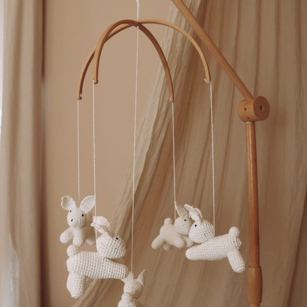 Babymobiel - handgemaakt gehaakte Konijntjes Babymobiel - handgemaakt gehaakte Konijntjes