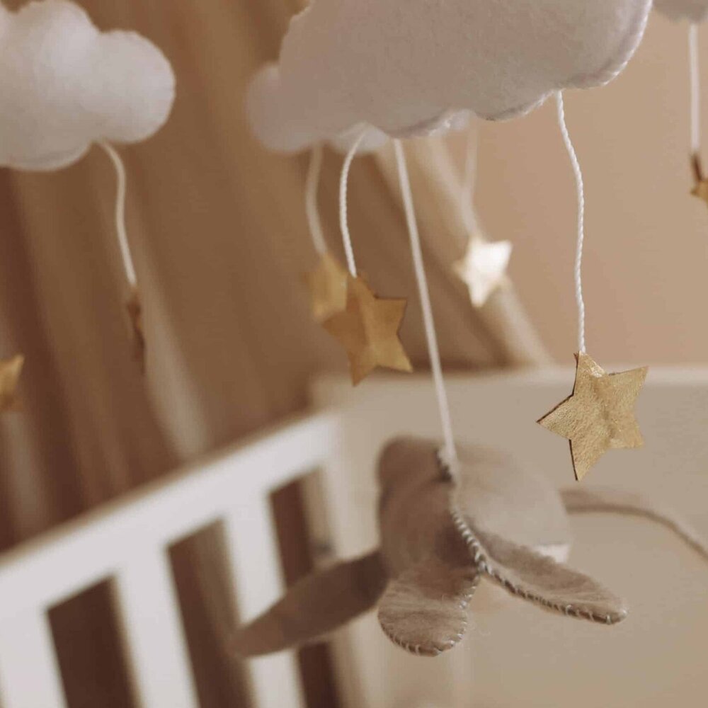 Babymobiel - handgemaakt Walvis met ballonnen Babymobiel - handgemaakt Walvis met ballonnen