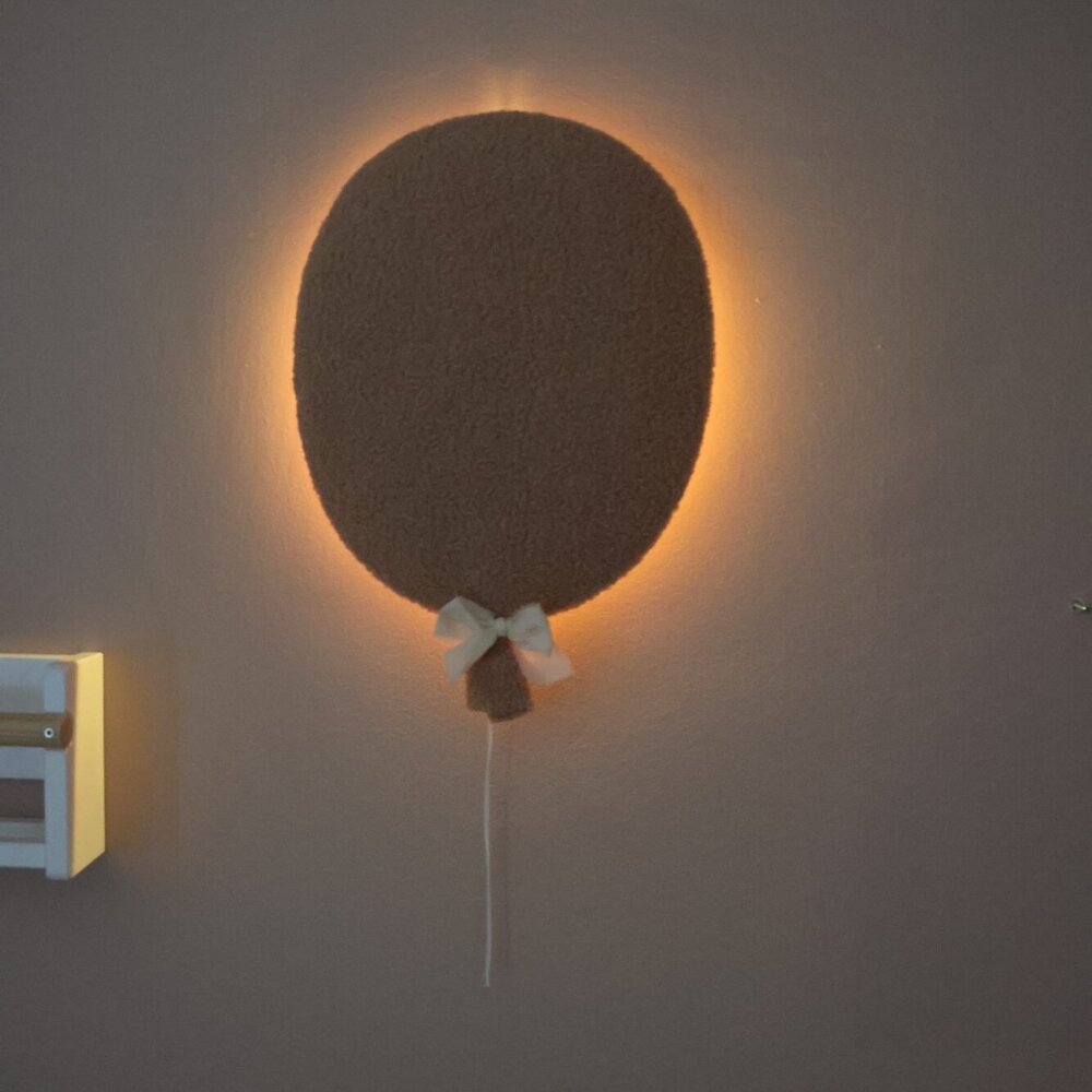 Big bouclé balloon light brown 38 x 31cm LED