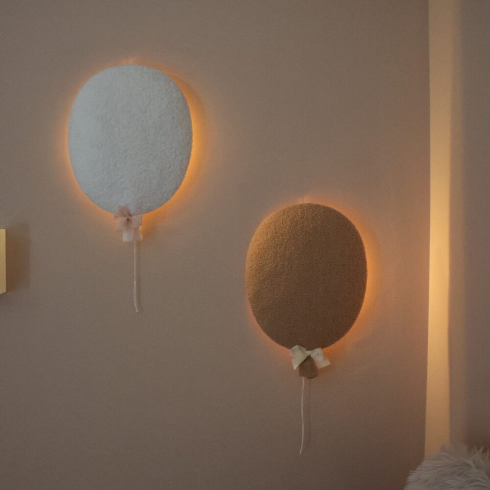 Big bouclé balloon light brown 38 x 31cm LED