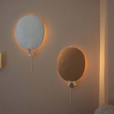 Big bouclé balloon white 38 x 31 cm LED