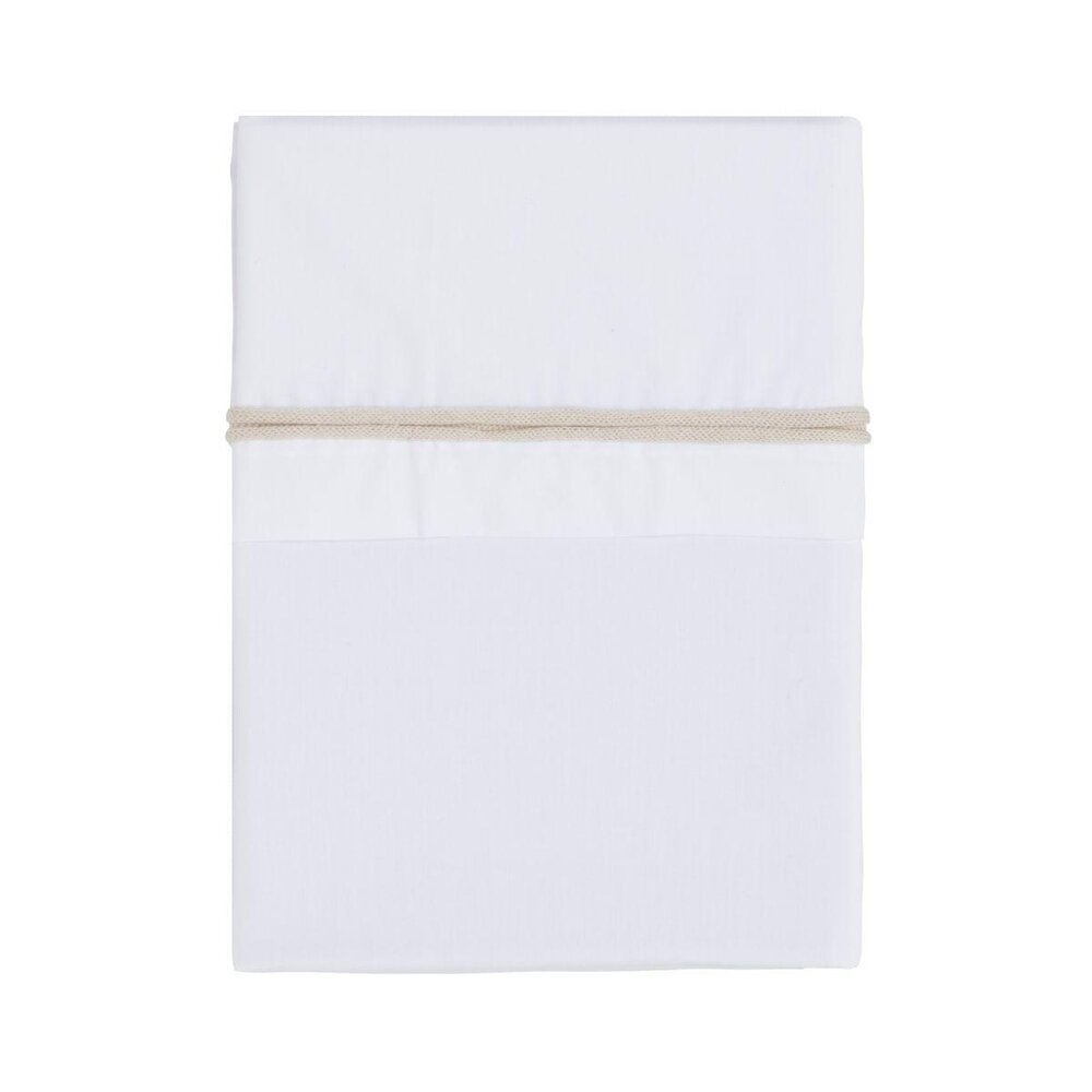 Ledikantlaken gebreide bies Warm linen / wit