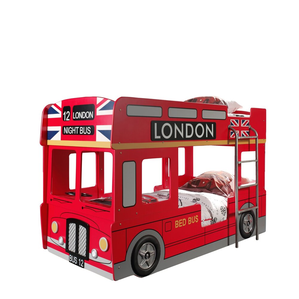 Carbeds london bus stapelbed 90 x 200 cm Rood