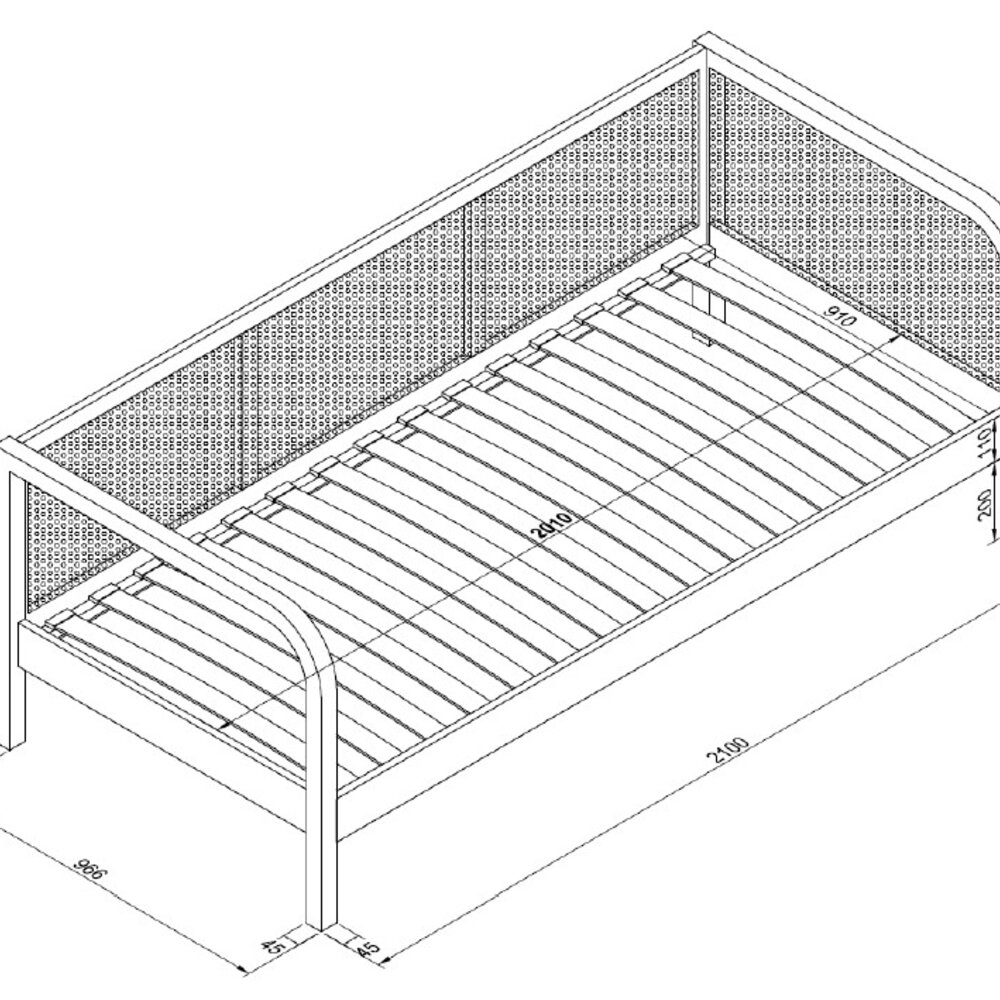 Olive kajuitbed 90 x 200 cm rotan eik Eik Olive kajuitbed 90 x 200 cm rotan eik Eik