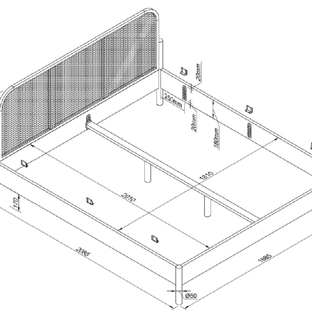 Olive bed 180 x 200 cm rotan eik - Olive bed 180 x 200 cm rotan eik -